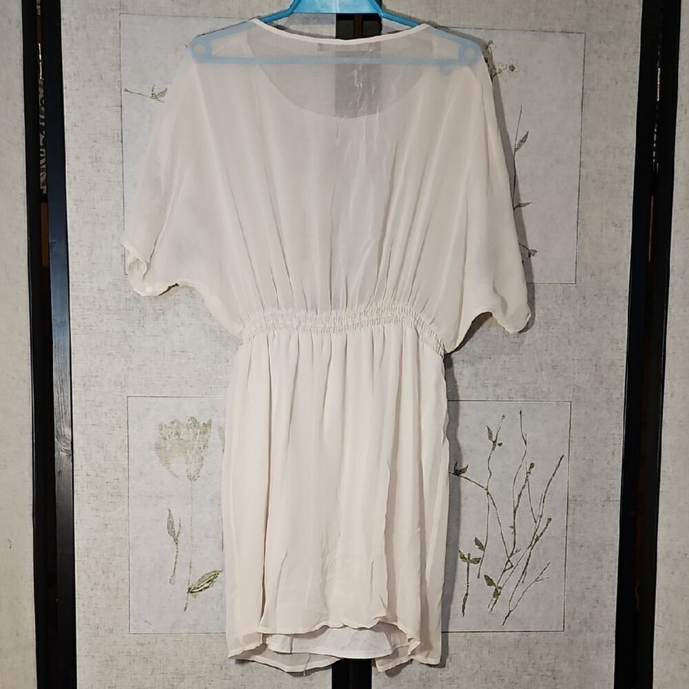 Zara White Mini Sundress with Dolman Sleeves and Scoop Neck - Picture 3 of 4
